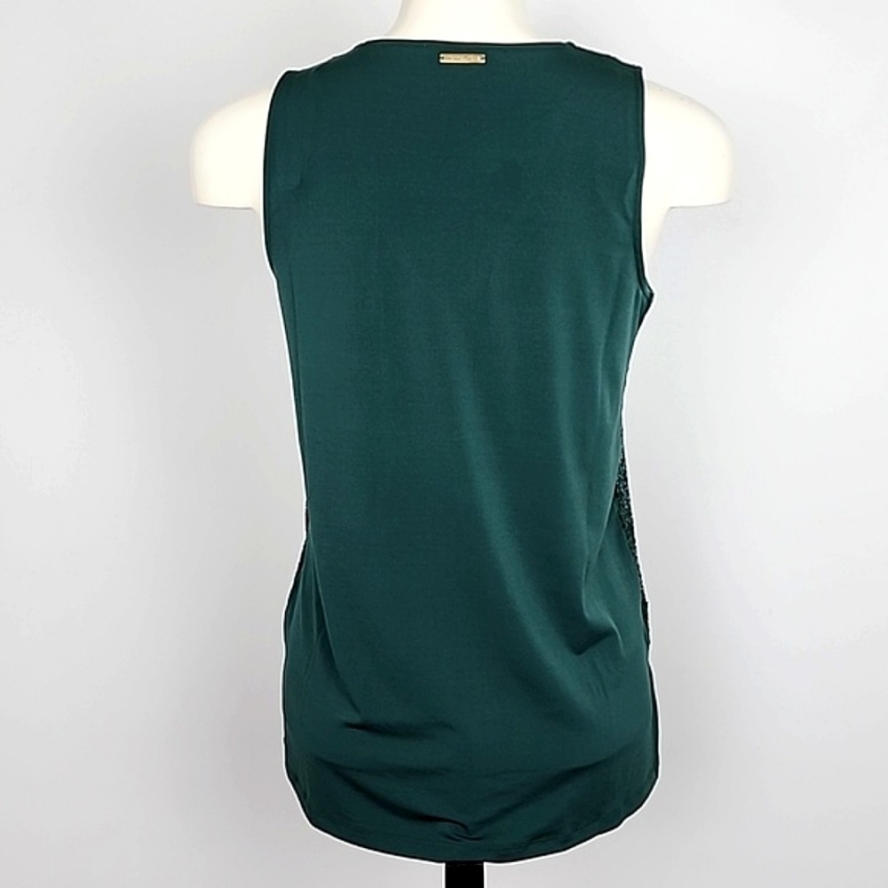 NWT Michael Kors Women's Sequin V-Neck Sleeveless Top Emerald Green XS - Picture 2 of 12